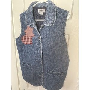 HAK'S Quilted Sleeveless Vest, blue with patchwork, size XL